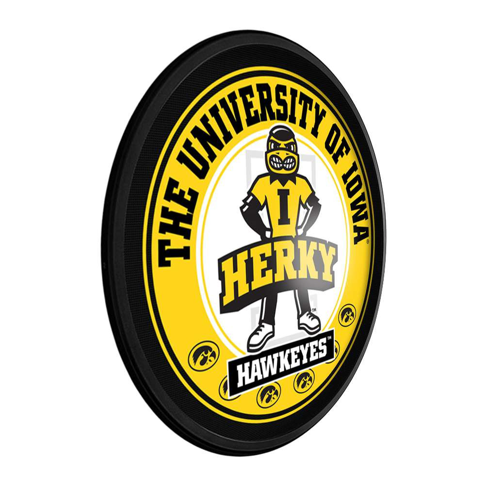 Iowa Hawkeyes Herky - Round Slimline Lighted Wall Sign