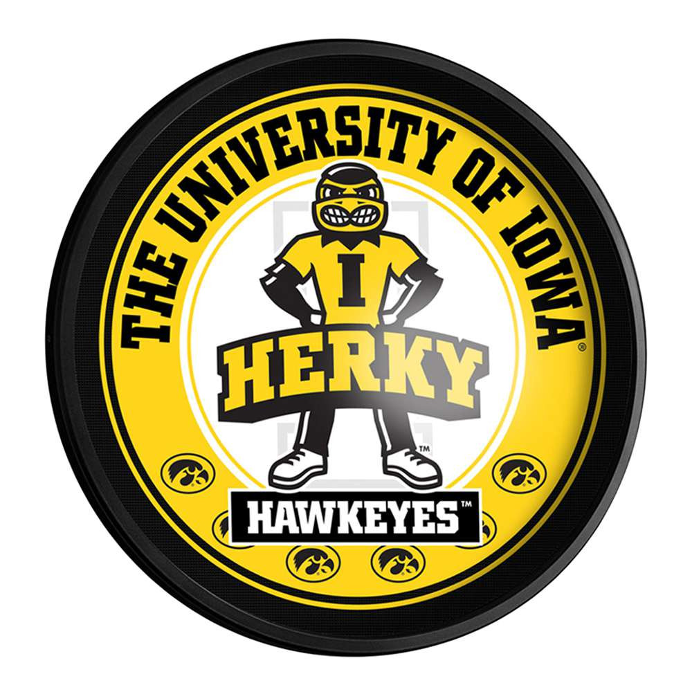 Iowa Hawkeyes Herky - Round Slimline Lighted Wall Sign | The Fan-Brand | NCIOWA-130-02