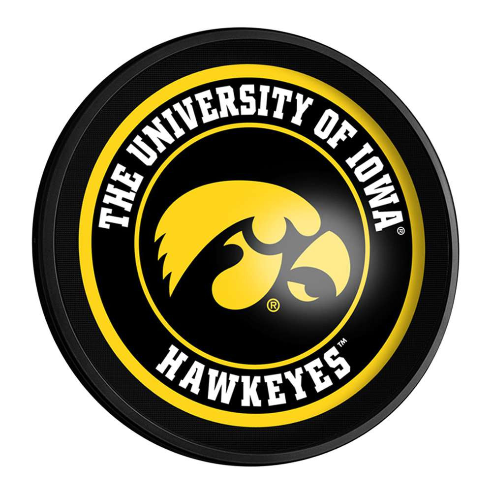 Iowa Hawkeyes Round Slimline Lighted Wall Sign | The Fan-Brand | NCIOWA-130-01