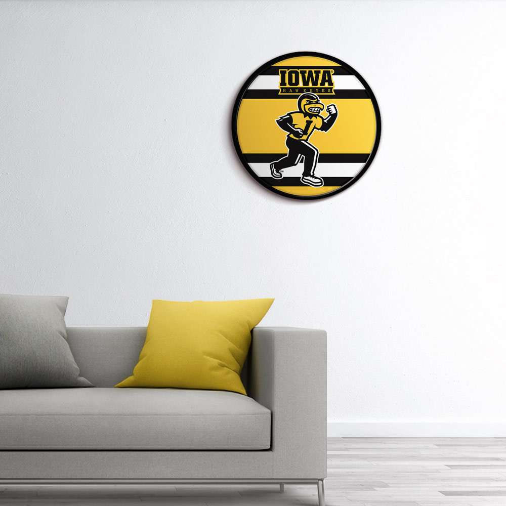 Iowa Hawkeyes Stripes - Round Modern Disc Wall Sign