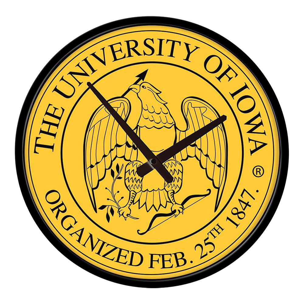 Iowa Hawkeyes University Seal - Modern Disc Wall Clock | The Fan-Brand | NCIOWA-510-01