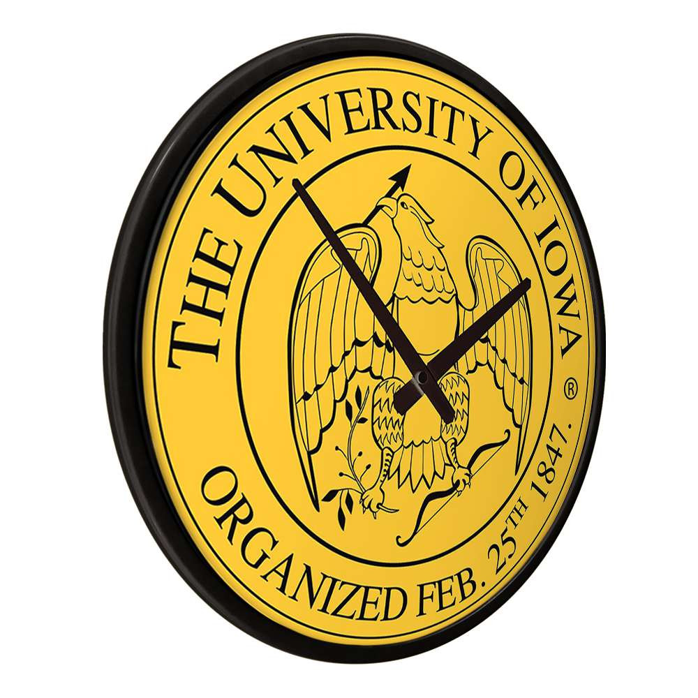 Iowa Hawkeyes University Seal - Modern Disc Wall Clock