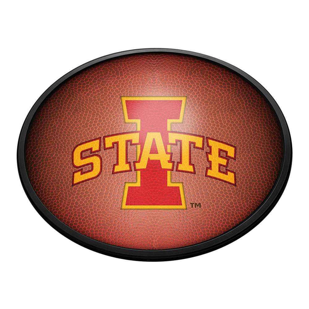 Iowa State Cyclones Pigskin - Oval Slimline Lighted Wall Sign | The Fan-Brand | NCIOST-140-21
