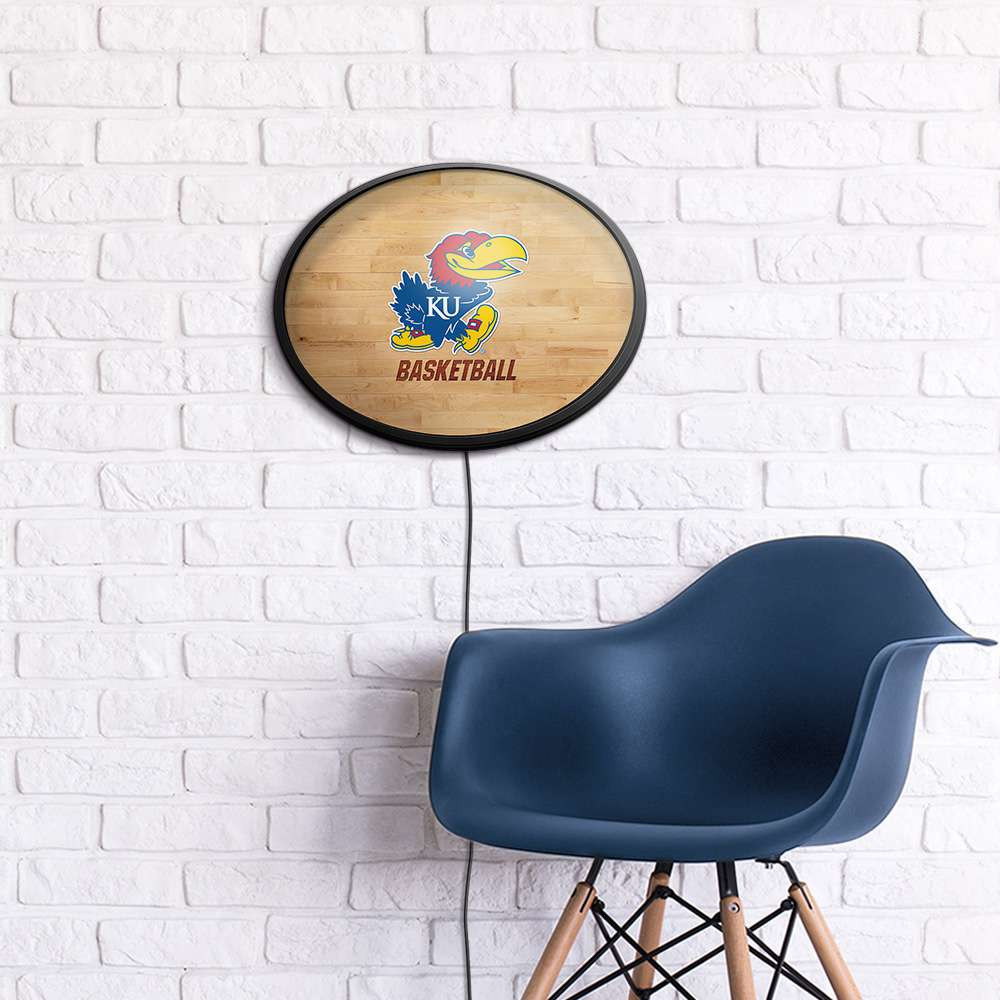 Kansas Jayhawks Hardwood - Oval Slimline Lighted Wall Sign