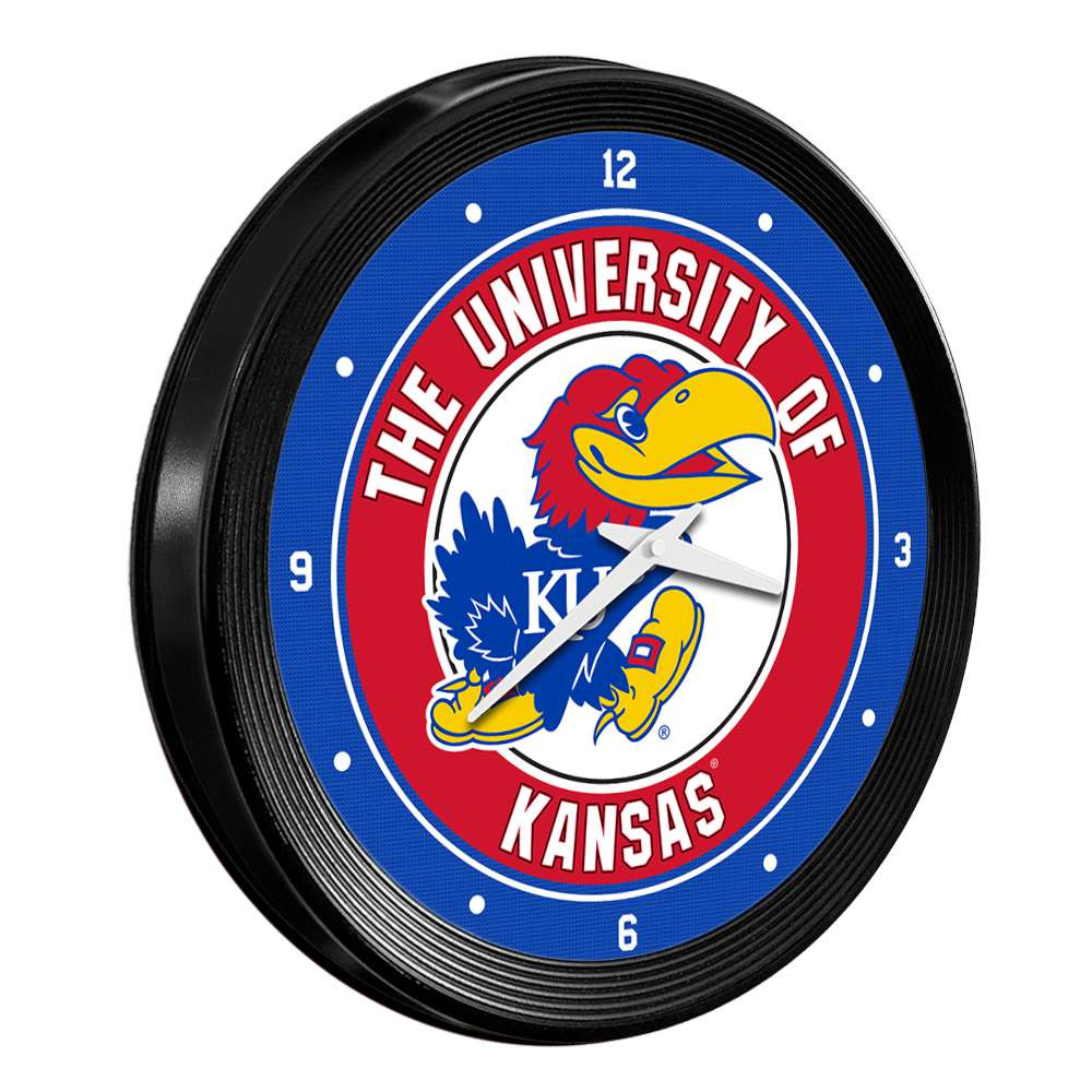 Kansas Jayhawks Ribbed Frame Wall Clock