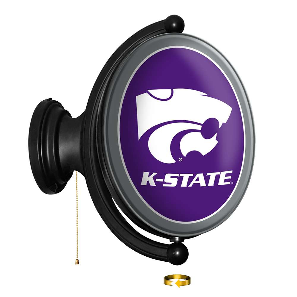 Kansas State Wildcats Original Oval Rotating Lighted Wall Sign - White | The Fan-Brand | NCKNST-125-01A