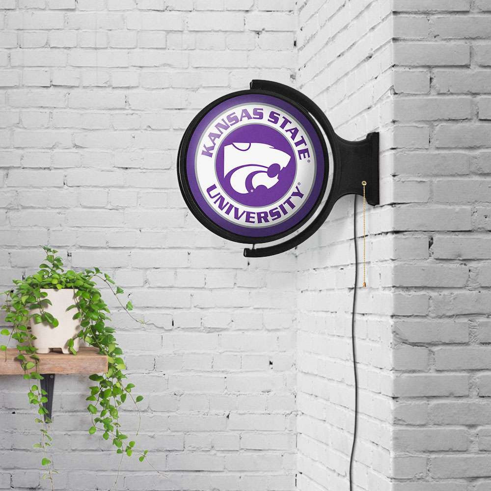 Kansas State Wildcats Original Round Rotating Lighted Wall Sign - Purple