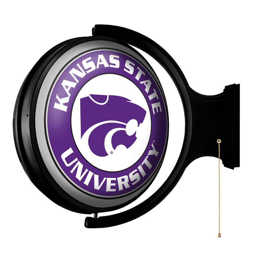 Kansas State Wildcats Original Round Rotating Lighted Wall Sign - Silver-Trimmed