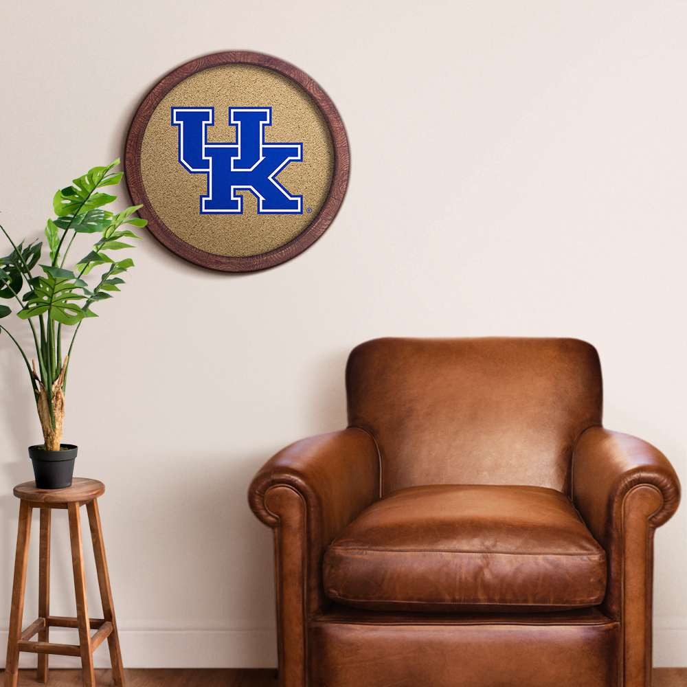 Kentucky Wildcats Faux Barrel Framed Cork Board - Color Logo