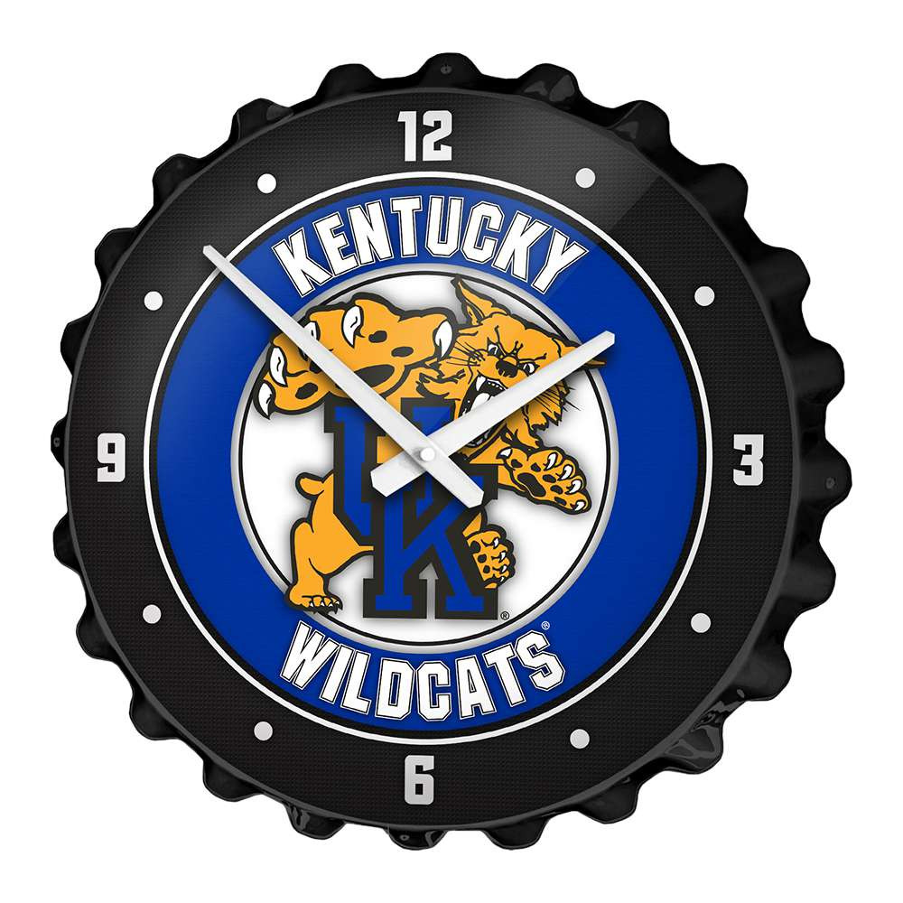 Kentucky Wildcats Mascot - Bottle Cap Wall Clock - Black | The Fan-Brand | NCKWLD-540-02A