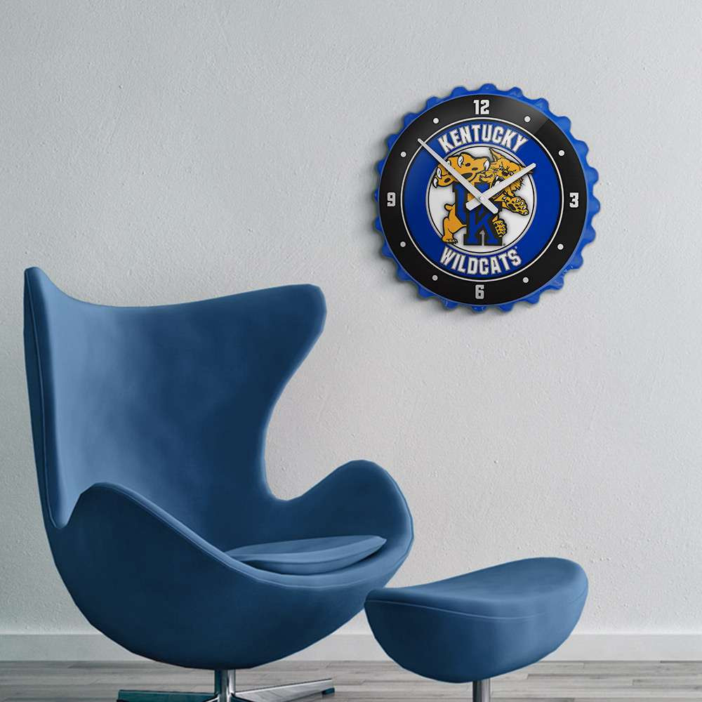 Kentucky Wildcats Mascot - Bottle Cap Wall Clock - Blue