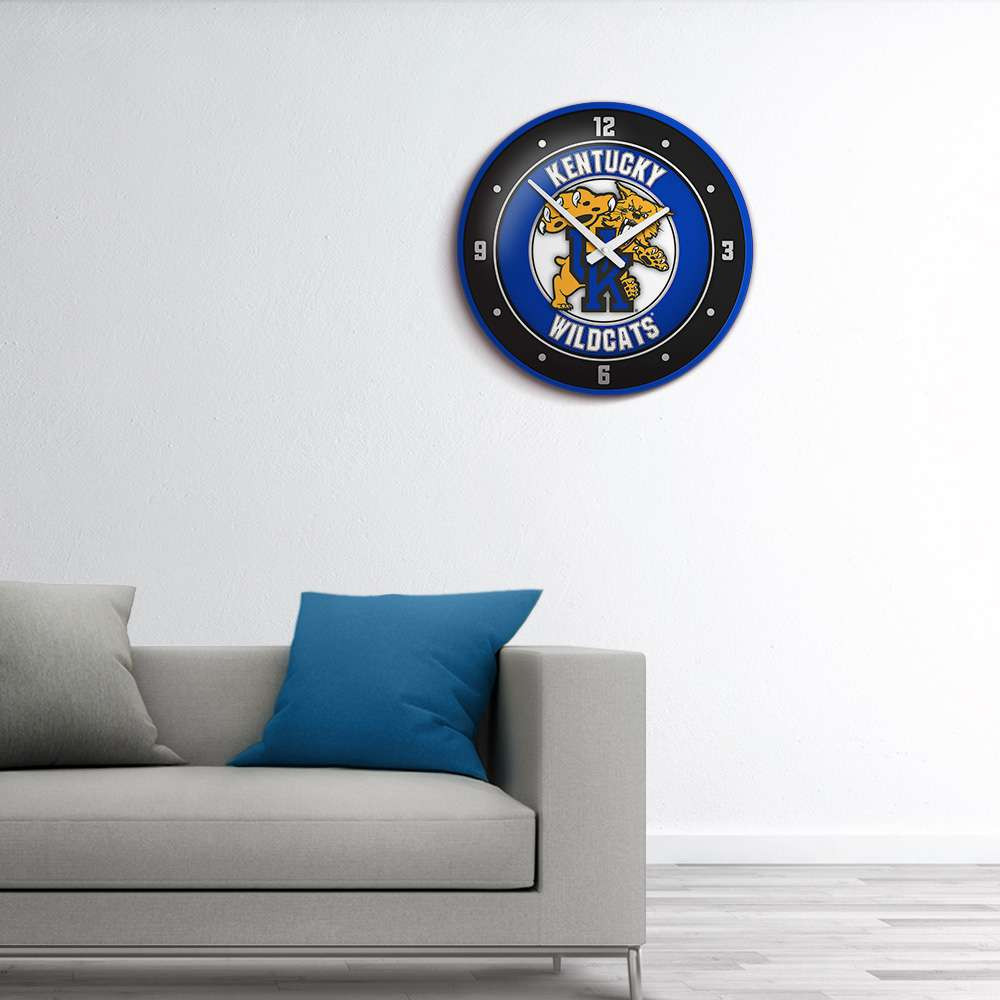 Kentucky Wildcats Mascot - Modern Disc Wall Clock - Black Frame