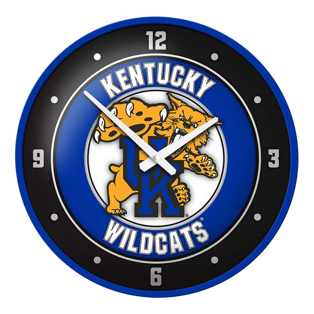 Kentucky Wildcats Mascot - Modern Disc Wall Clock - Black Frame | The Fan-Brand | NCKWLD-510-02A
