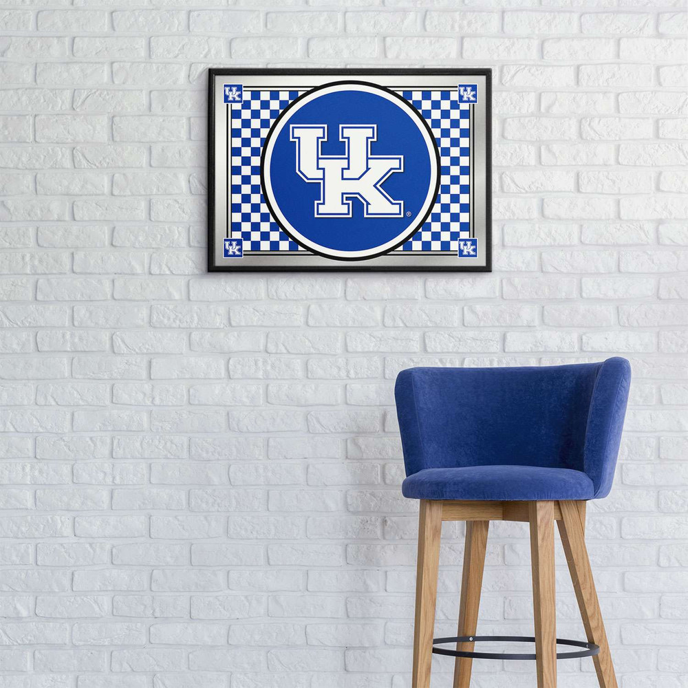 Kentucky Wildcats Team Spirit - Framed Mirrored Wall Sign - Checkered