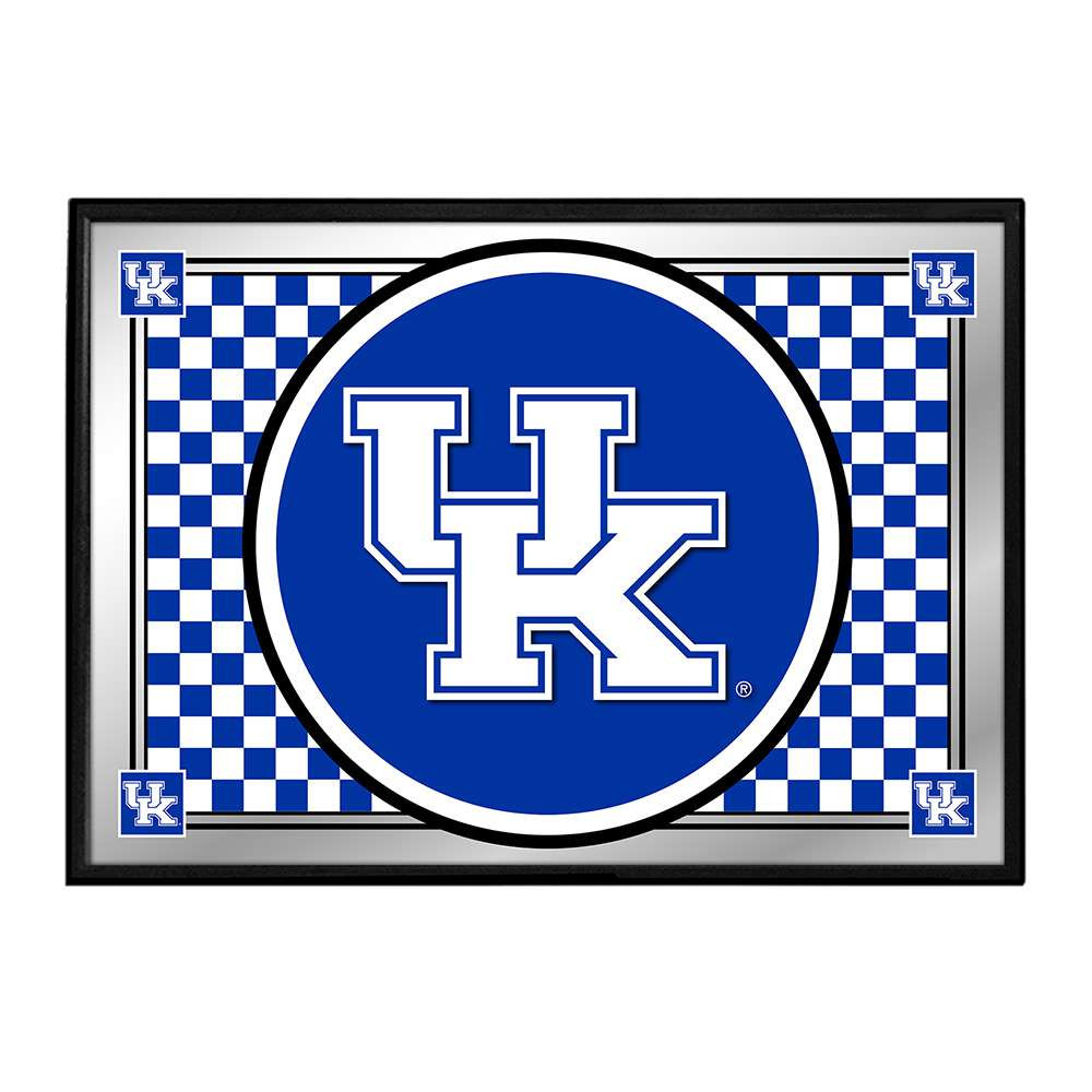 Kentucky Wildcats Team Spirit - Framed Mirrored Wall Sign - Checkered | The Fan-Brand | NCKWLD-265-02C