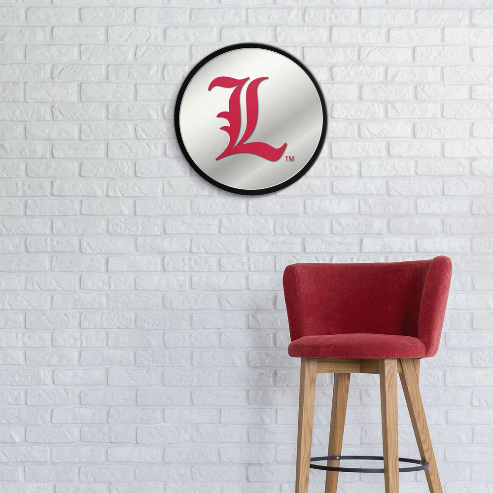 Louisville Cardinals L - Modern Disc Mirrored Wall Sign - Black Frame