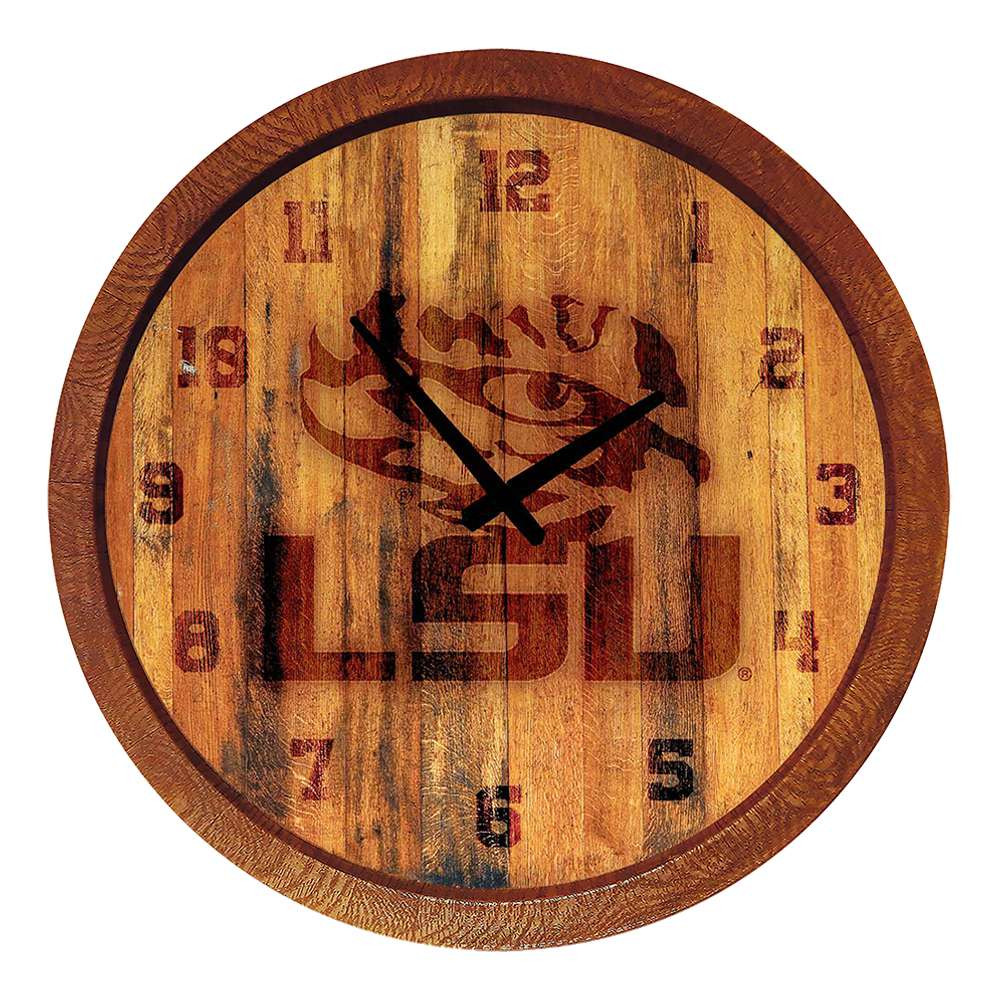 LSU Tigers Branded Faux Barrel Top Wall Clock | The Fan-Brand | NCLSUT-560-01