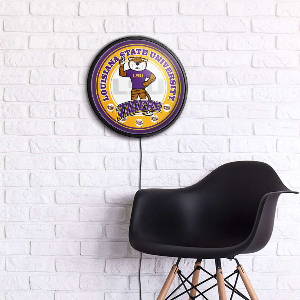 LSU Tigers Mike The Tiger - Round Slimline Lighted Wall Sign