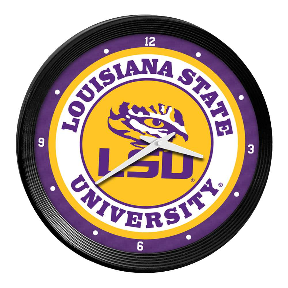 LSU Tigers Ribbed Frame Wall Clock | The Fan-Brand | NCLSUT-530-01