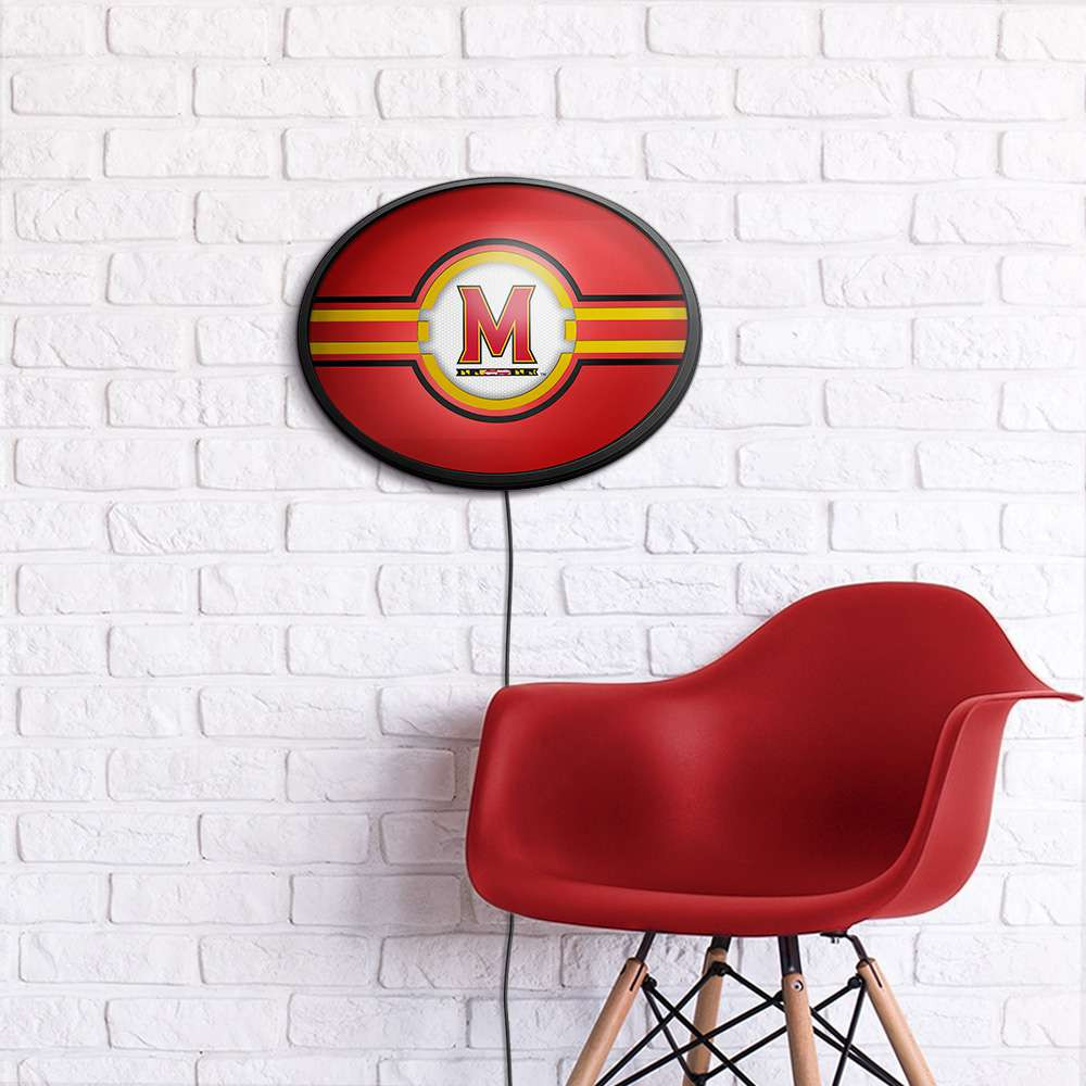 Maryland Terrapins Oval Slimline Lighted Wall Sign - Red