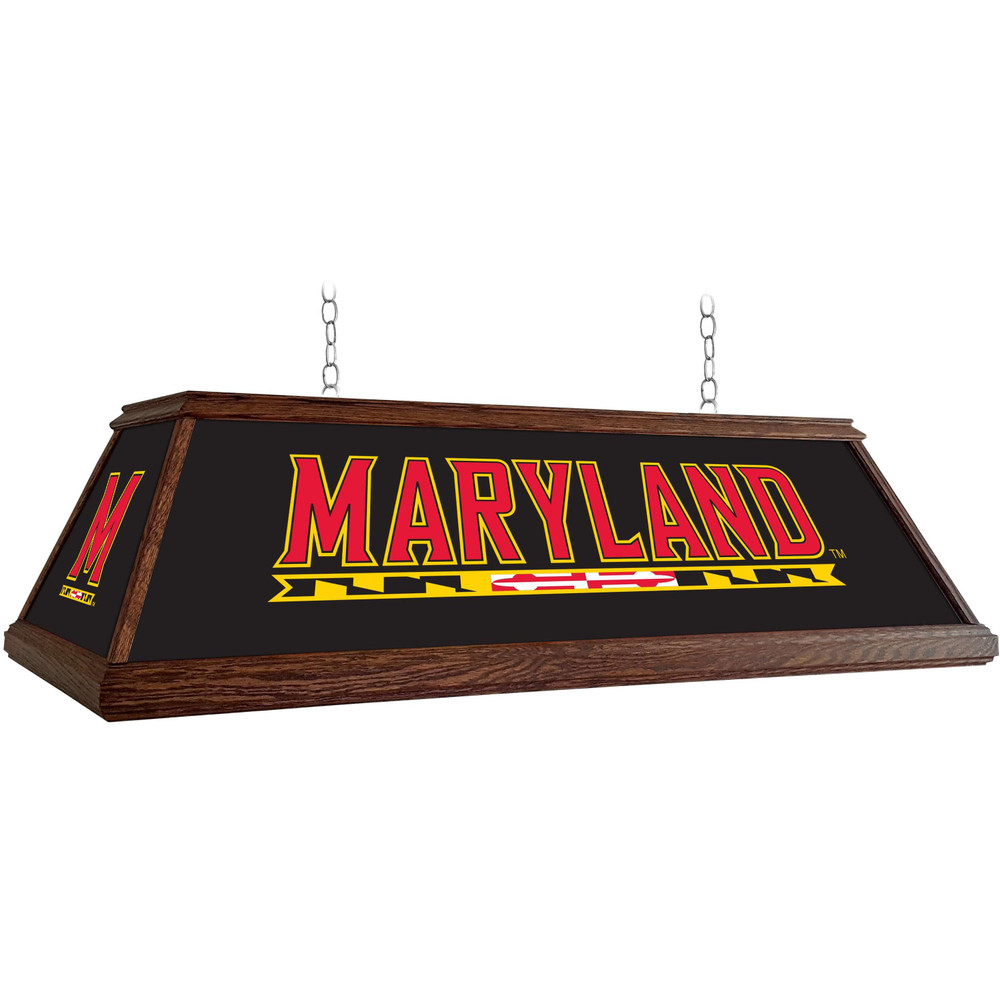 Maryland Terrapins Premium Wood Pool Table Light - Black | The Fan-Brand | NCMRYT-330-01B