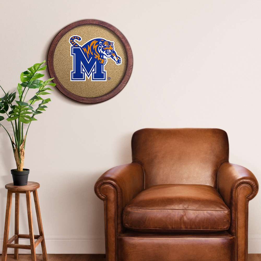Memphis Tigers Faux Barrel Framed Cork Board - Color Logo