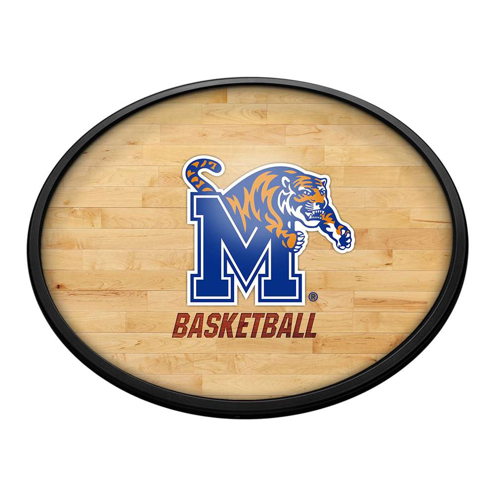 Memphis Tigers Hardwood - Oval Slimline Lighted Wall Sign | The Fan-Brand | NCMEMP-140-12