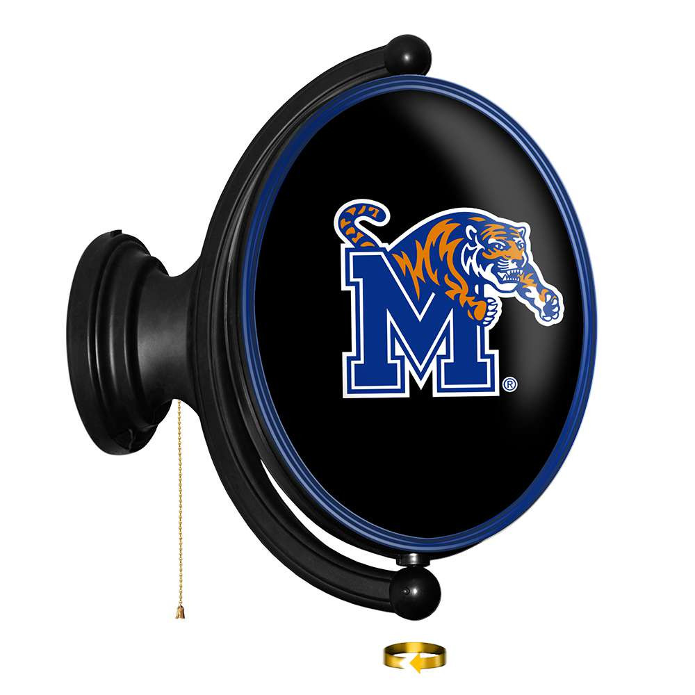 Memphis Tigers Original Oval Rotating Lighted Wall Sign - Black | The Fan-Brand | NCMEMP-125-01B