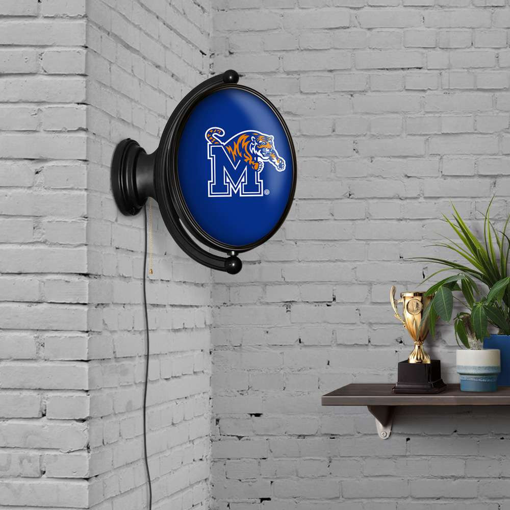 Memphis Tigers Original Oval Rotating Lighted Wall Sign - Blue