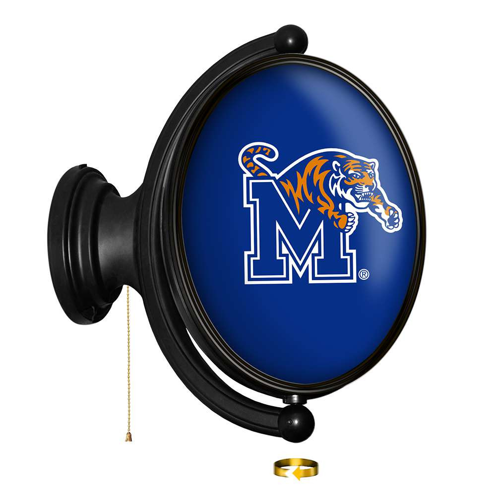 Memphis Tigers Original Oval Rotating Lighted Wall Sign - Blue | The Fan-Brand | NCMEMP-125-01C