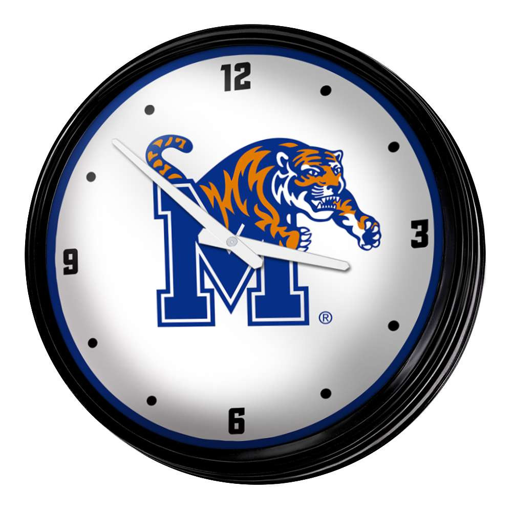 Memphis Tigers Retro Lighted Wall Clock | The Fan-Brand | NCMEMP-550-01