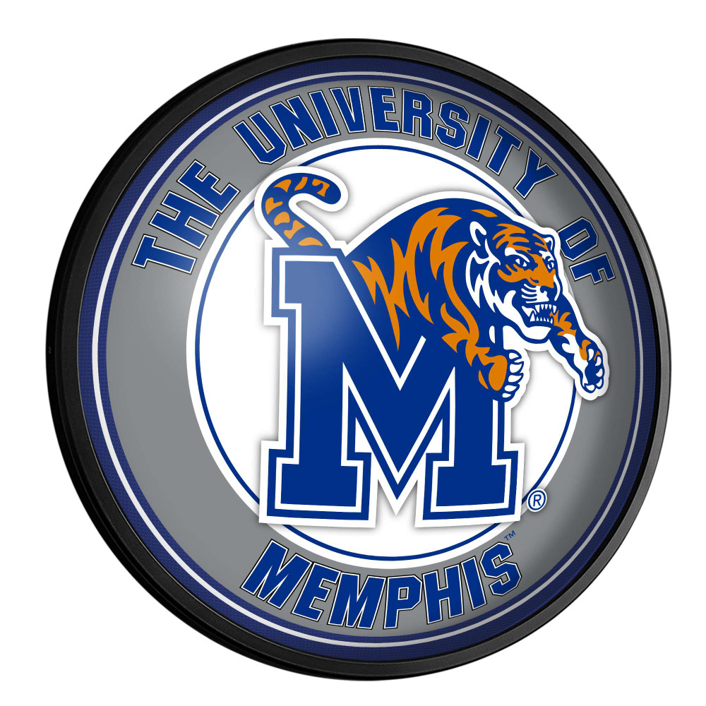 Memphis Tigers Round Slimline Lighted Wall Sign | The Fan-Brand | NCMEMP-130-01