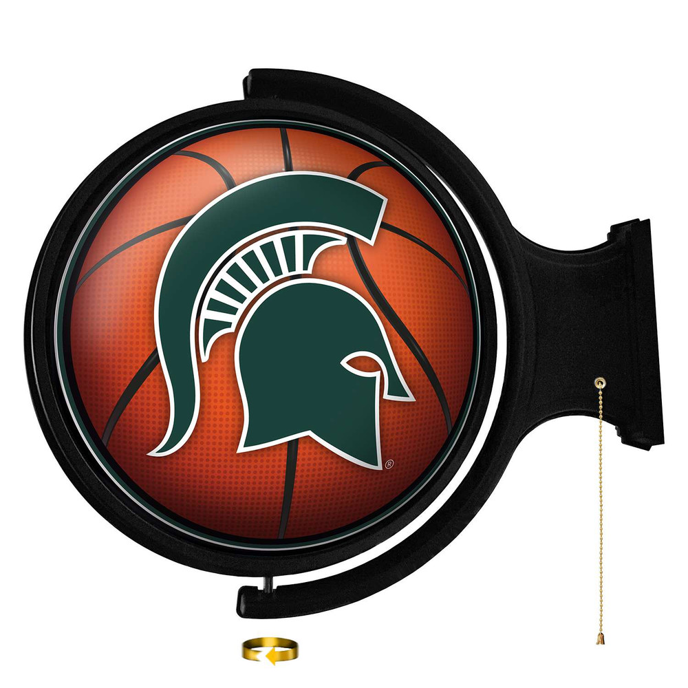 Michigan State Spartans Basketball - Original Round Rotating Lighted Wall Sign | The Fan-Brand | NCMIST-115-11