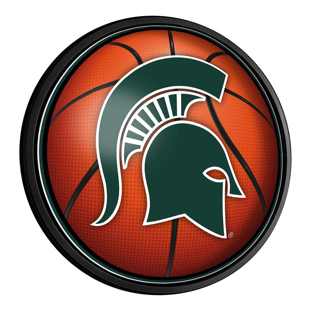 Michigan State Spartans Basketball - Round Slimline Lighted Wall Sign | The Fan-Brand | NCMIST-130-11