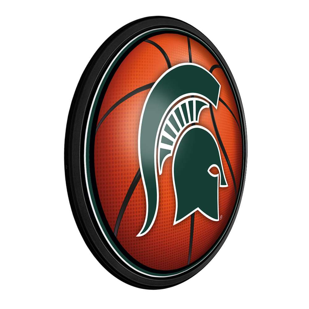 Michigan State Spartans Basketball - Round Slimline Lighted Wall Sign