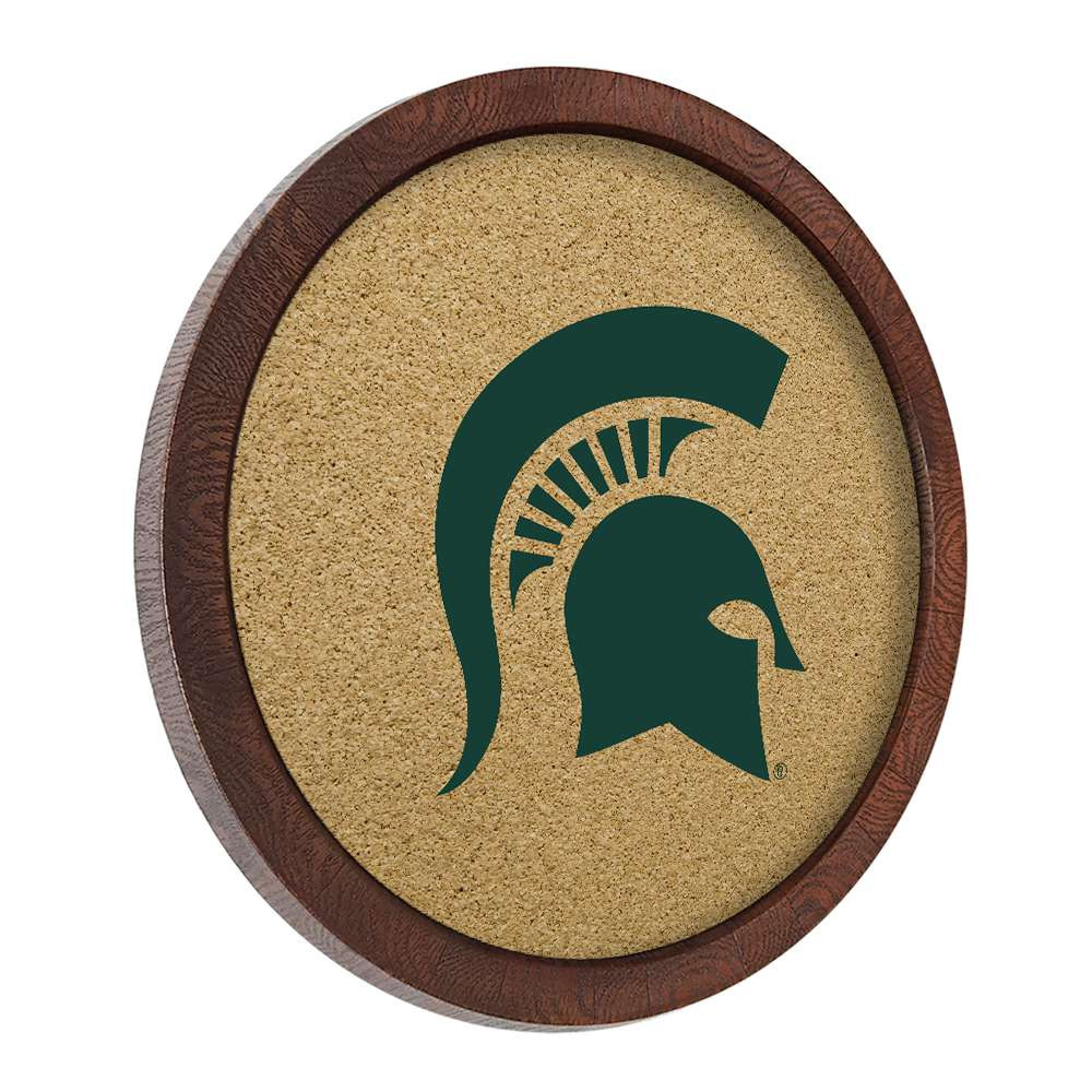 Michigan State Spartans Faux Barrel Framed Cork Board - Color Logo