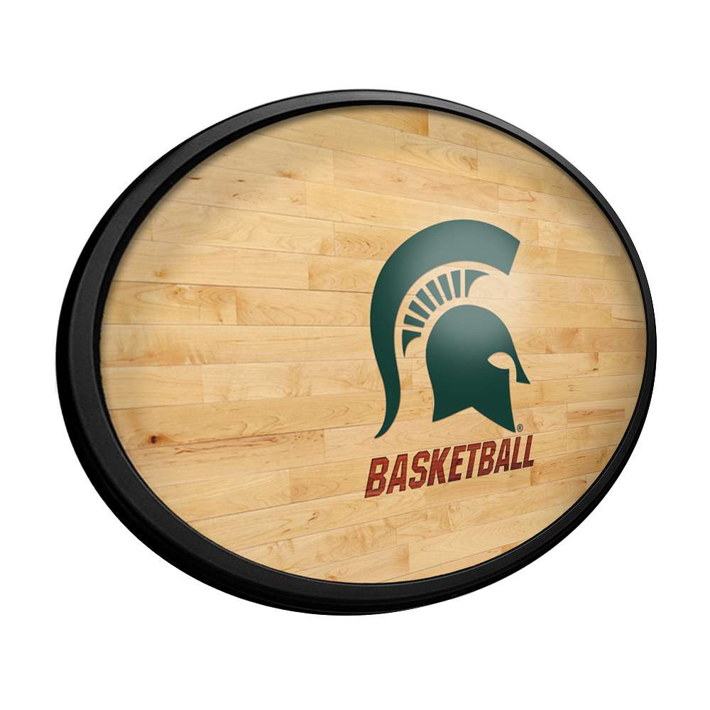 Michigan State Spartans Hardwood - Oval Slimline Lighted Wall Sign