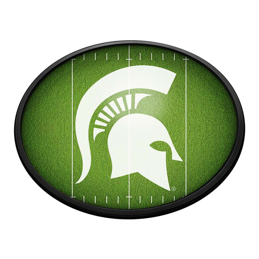 Michigan State Spartans On the 50 - Oval Slimline Lighted Wall Sign | The Fan-Brand | NCMIST-140-22