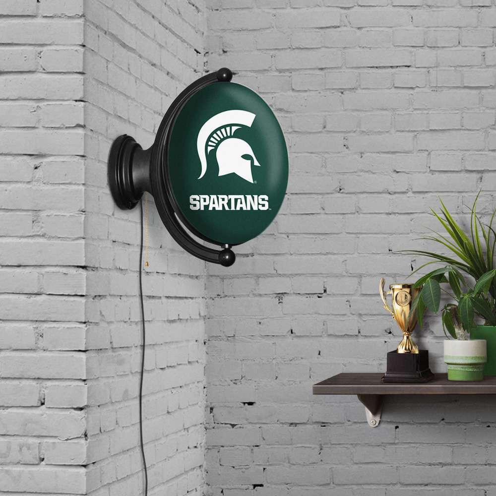 Michigan State Spartans Original Oval Rotating Lighted Wall Sign