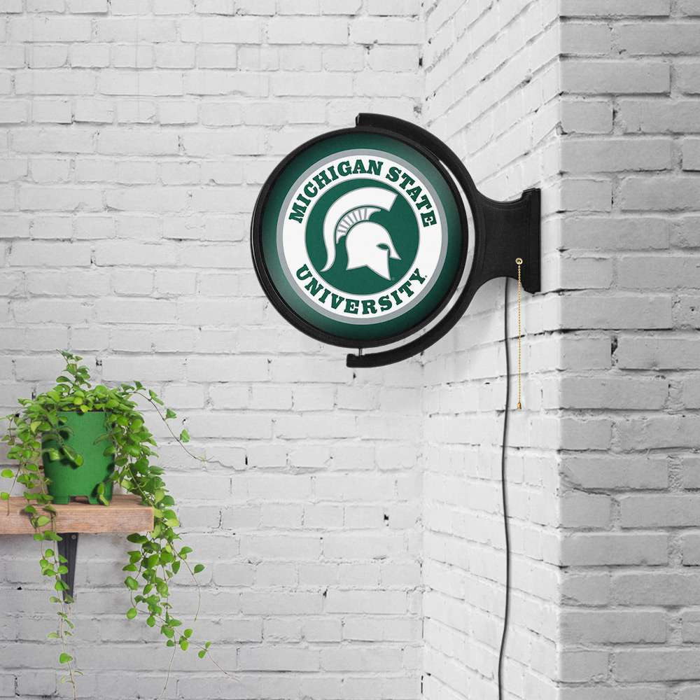 Michigan State Spartans Original Round Double-Sided Rotating Lighted Wall Sign