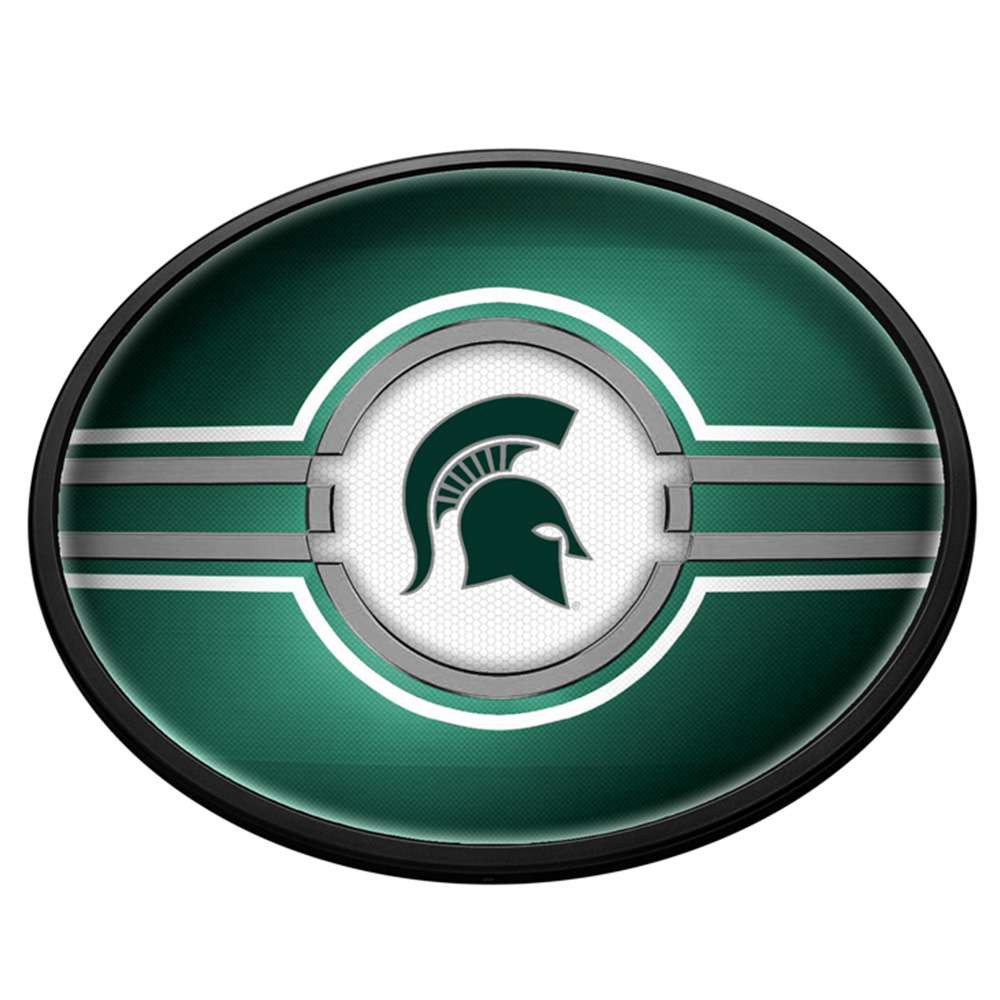 Michigan State Spartans Oval Slimline Lighted Wall Sign | The Fan-Brand | NCMIST-140-01