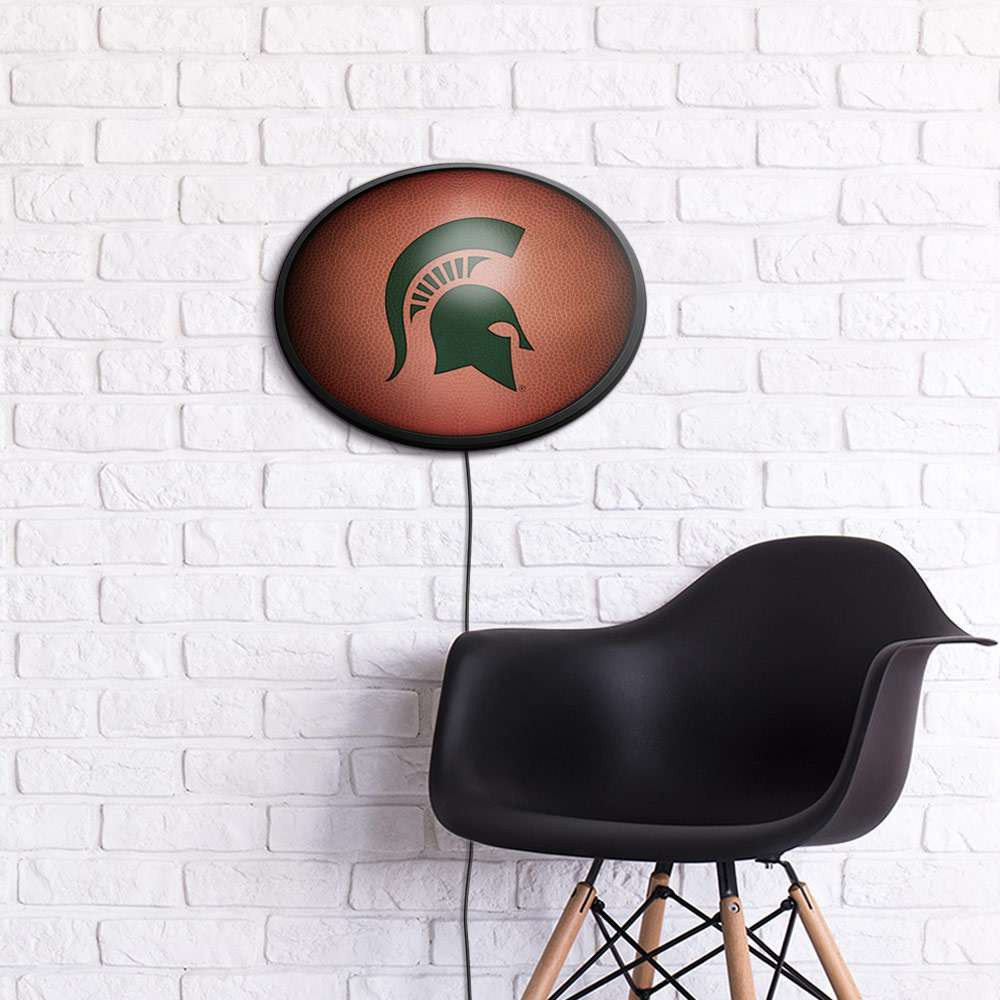 Michigan State Spartans Pigskin - Oval Slimline Lighted Wall Sign