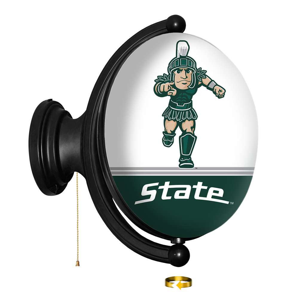 Michigan State Spartans Sparty - Original Oval Rotating Lighted Wall Sign | The Fan-Brand | NCMIST-125-02