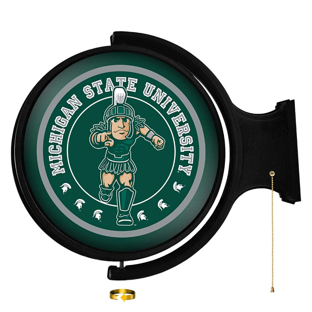 Michigan State Spartans Sparty - Original Round Rotating Lighted Wall Sign | The Fan-Brand | NCMIST-115-02