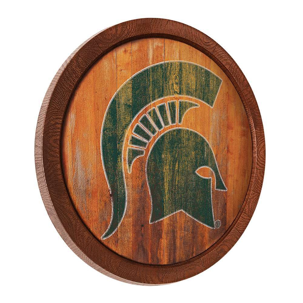 Michigan State Spartans Weathered Faux Barrel Top Sign