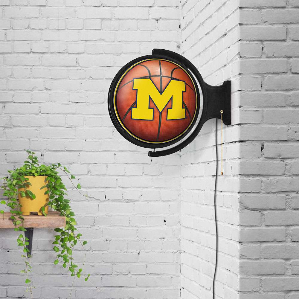 Michigan Wolverines Basketball - Original Round Rotating Lighted Wall Sign