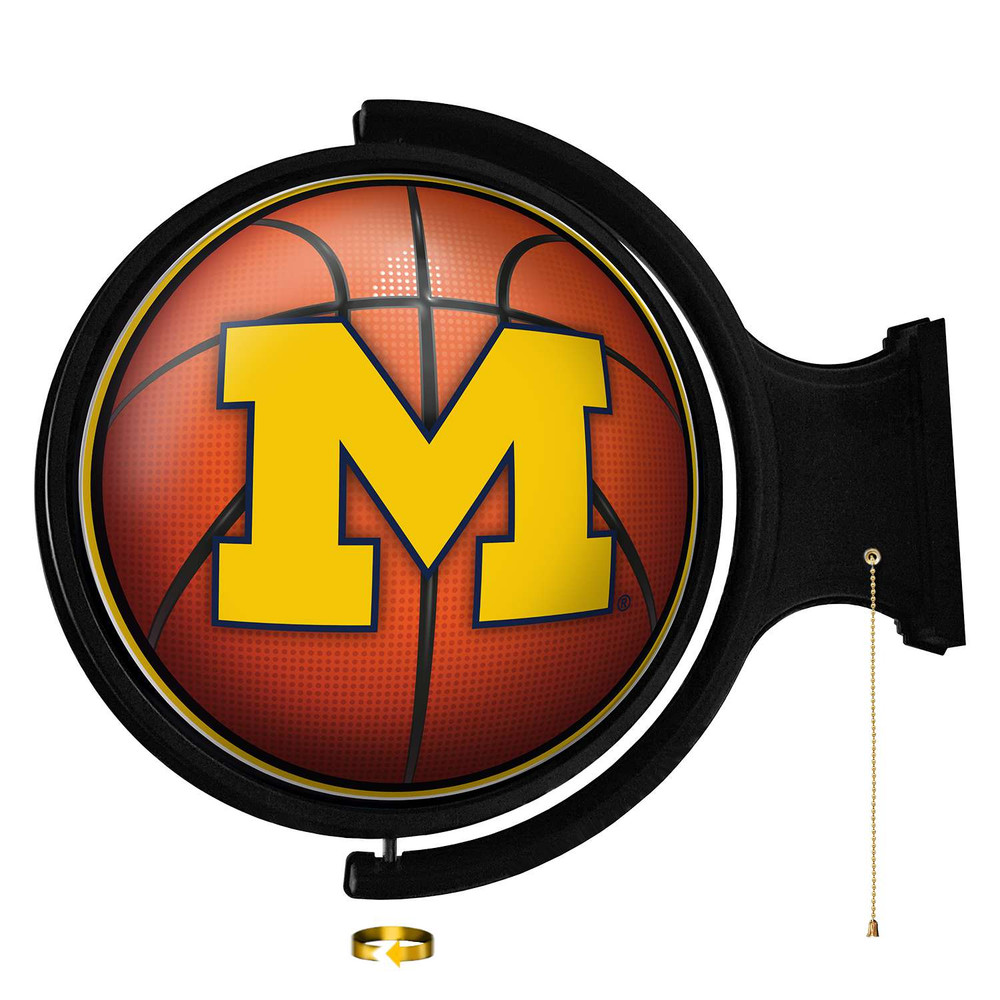 Michigan Wolverines Basketball - Original Round Rotating Lighted Wall Sign | The Fan-Brand | NCMICH-115-11
