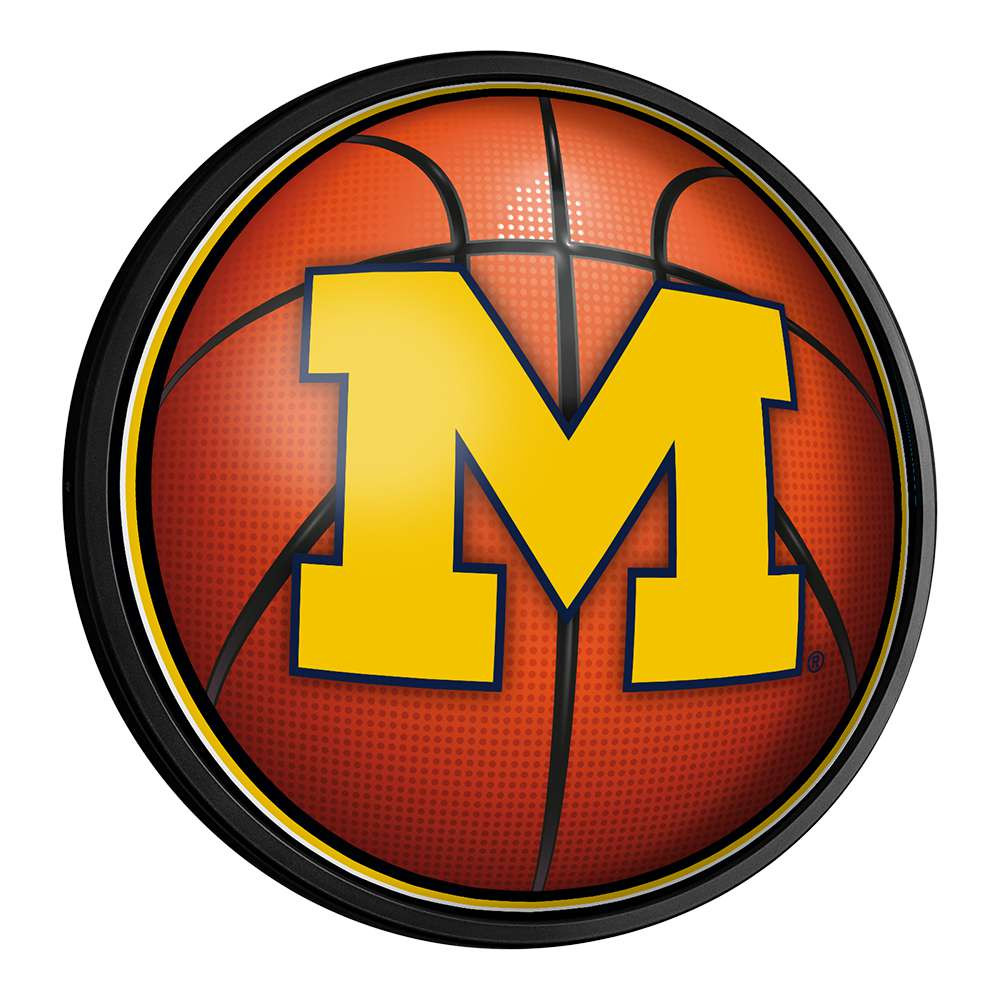 Michigan Wolverines Basketball - Round Slimline Lighted Wall Sign | The Fan-Brand | NCMICH-130-11