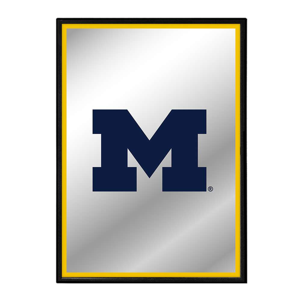 Michigan Wolverines Block M - Framed Mirrored Wall Sign - Maize Edge | The Fan-Brand | NCMICH-275-01B