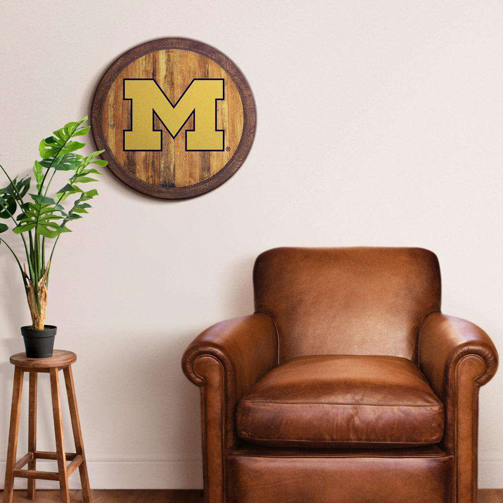 Michigan Wolverines Faux Barrel Top Sign